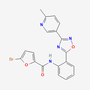 molecular formula C19H13BrN4O3 B604079 5-bromo-N-{2-[3-(6-methyl-3-pyridinyl)-1,2,4-oxadiazol-5-yl]phenyl}-2-furamide CAS No. 1219554-94-5