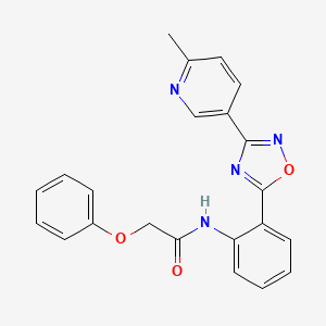 molecular formula C22H18N4O3 B604081 N-{2-[3-(6-methyl-3-pyridinyl)-1,2,4-oxadiazol-5-yl]phenyl}-2-phenoxyacetamide CAS No. 1219555-94-8