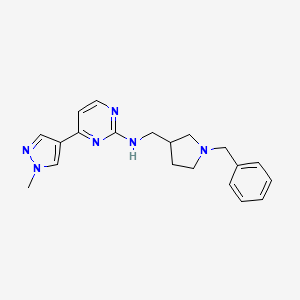 molecular formula C20H24N6 B6040839 N-[(1-benzylpyrrolidin-3-yl)methyl]-4-(1-methyl-1H-pyrazol-4-yl)pyrimidin-2-amine 