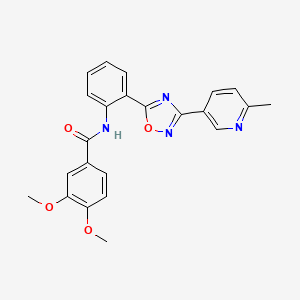 molecular formula C23H20N4O4 B604084 3,4-dimethoxy-N-{2-[3-(6-methyl-3-pyridinyl)-1,2,4-oxadiazol-5-yl]phenyl}benzamide CAS No. 1219546-31-2