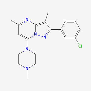 molecular formula C19H22ClN5 B6040889 2-(3-chlorophenyl)-3,5-dimethyl-7-(4-methyl-1-piperazinyl)pyrazolo[1,5-a]pyrimidine 