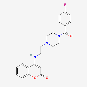 molecular formula C22H22FN3O3 B604092 4-({2-[4-(4-fluorobenzoyl)-1-piperazinyl]ethyl}amino)-2H-chromen-2-one CAS No. 1120221-56-8