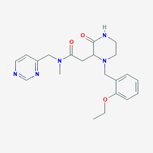 molecular formula C21H27N5O3 B6040923 2-[1-(2-ethoxybenzyl)-3-oxo-2-piperazinyl]-N-methyl-N-(4-pyrimidinylmethyl)acetamide 