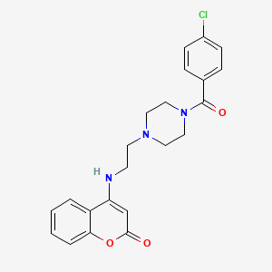 molecular formula C22H22ClN3O3 B604094 4-({2-[4-(4-chlorobenzoyl)-1-piperazinyl]ethyl}amino)-2H-chromen-2-one CAS No. 1120221-57-9