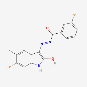 molecular formula C16H11Br2N3O2 B6040955 3-bromo-N'-(6-bromo-5-methyl-2-oxo-1,2-dihydro-3H-indol-3-ylidene)benzohydrazide 