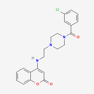molecular formula C22H22ClN3O3 B604096 4-({2-[4-(3-chlorobenzoyl)-1-piperazinyl]ethyl}amino)-2H-chromen-2-one CAS No. 1119400-67-7