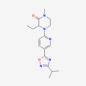 molecular formula C17H23N5O2 B6040970 3-ethyl-4-[5-(3-isopropyl-1,2,4-oxadiazol-5-yl)-2-pyridinyl]-1-methyl-2-piperazinone 