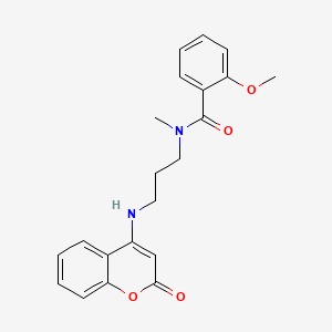 molecular formula C21H22N2O4 B604098 2-methoxy-N-methyl-N-{3-[(2-oxo-2H-chromen-4-yl)amino]propyl}benzamide CAS No. 1119446-22-8