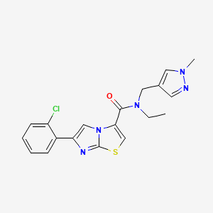 molecular formula C19H18ClN5OS B6040994 6-(2-chlorophenyl)-N-ethyl-N-[(1-methyl-1H-pyrazol-4-yl)methyl]imidazo[2,1-b][1,3]thiazole-3-carboxamide 