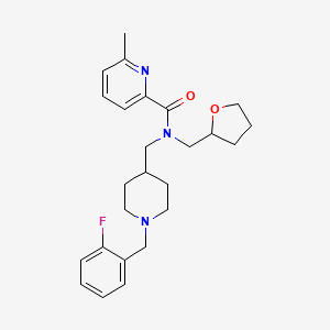 molecular formula C25H32FN3O2 B6041010 N-{[1-(2-fluorobenzyl)-4-piperidinyl]methyl}-6-methyl-N-(tetrahydro-2-furanylmethyl)-2-pyridinecarboxamide 