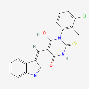 molecular formula C20H14ClN3O2S B6041053 1-(3-chloro-2-methylphenyl)-5-(1H-indol-3-ylmethylene)-2-thioxodihydro-4,6(1H,5H)-pyrimidinedione 