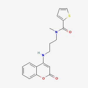 molecular formula C18H18N2O3S B604106 N-methyl-N-{3-[(2-oxo-2H-chromen-4-yl)amino]propyl}-2-thiophenecarboxamide CAS No. 1119419-64-5