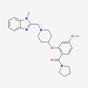 molecular formula C26H32N4O3 B6041066 2-({4-[5-methoxy-2-(1-pyrrolidinylcarbonyl)phenoxy]-1-piperidinyl}methyl)-1-methyl-1H-benzimidazole 