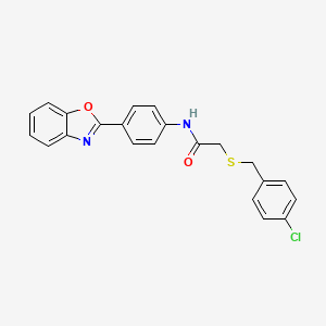 molecular formula C22H17ClN2O2S B6041068 N-[4-(1,3-benzoxazol-2-yl)phenyl]-2-[(4-chlorobenzyl)thio]acetamide 