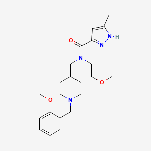 molecular formula C22H32N4O3 B6041076 N-{[1-(2-methoxybenzyl)-4-piperidinyl]methyl}-N-(2-methoxyethyl)-5-methyl-1H-pyrazole-3-carboxamide 