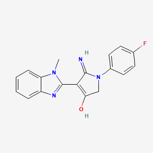 molecular formula C18H15FN4O B6041088 5-amino-1-(4-fluorophenyl)-4-(1-methyl-1H-benzimidazol-2-yl)-1,2-dihydro-3H-pyrrol-3-one 