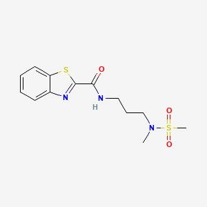 molecular formula C13H17N3O3S2 B604111 N-{3-[methyl(methylsulfonyl)amino]propyl}-1,3-benzothiazole-2-carboxamide CAS No. 1224166-49-7