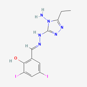 molecular formula C11H12I2N6O B6041130 2-hydroxy-3,5-diiodobenzaldehyde (4-amino-5-ethyl-4H-1,2,4-triazol-3-yl)hydrazone 