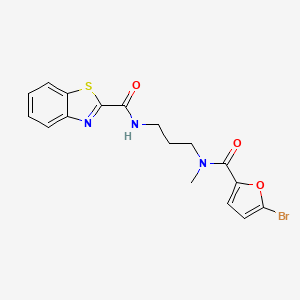 molecular formula C17H16BrN3O3S B604115 N-{3-[(5-bromo-2-furoyl)(methyl)amino]propyl}-1,3-benzothiazole-2-carboxamide CAS No. 1232800-58-6