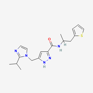 molecular formula C18H23N5OS B6041156 5-[(2-isopropyl-1H-imidazol-1-yl)methyl]-N-[1-methyl-2-(2-thienyl)ethyl]-1H-pyrazole-3-carboxamide 