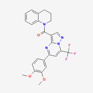 molecular formula C25H21F3N4O3 B6041165 1-{[5-(3,4-dimethoxyphenyl)-7-(trifluoromethyl)pyrazolo[1,5-a]pyrimidin-3-yl]carbonyl}-1,2,3,4-tetrahydroquinoline 