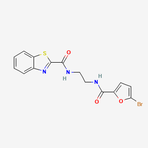 molecular formula C15H12BrN3O3S B604117 N-{2-[(5-bromo-2-furoyl)amino]ethyl}-1,3-benzothiazole-2-carboxamide CAS No. 1219540-50-7