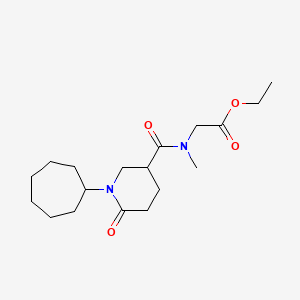 molecular formula C18H30N2O4 B6041201 ethyl N-[(1-cycloheptyl-6-oxo-3-piperidinyl)carbonyl]-N-methylglycinate 