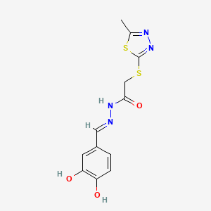 molecular formula C12H12N4O3S2 B6041238 N'-(3,4-dihydroxybenzylidene)-2-[(5-methyl-1,3,4-thiadiazol-2-yl)thio]acetohydrazide 