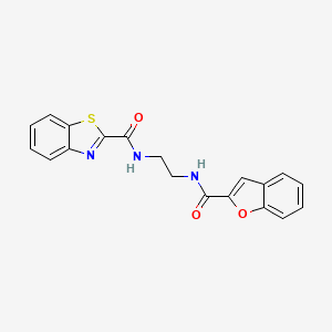 molecular formula C19H15N3O3S B604124 N-{2-[(1-benzofuran-2-ylcarbonyl)amino]ethyl}-1,3-benzothiazole-2-carboxamide CAS No. 1119423-15-2