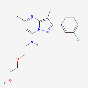 molecular formula C18H21ClN4O2 B6041266 2-(2-{[2-(3-chlorophenyl)-3,5-dimethylpyrazolo[1,5-a]pyrimidin-7-yl]amino}ethoxy)ethanol 