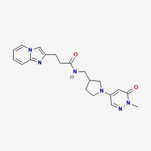 molecular formula C20H24N6O2 B6041278 3-imidazo[1,2-a]pyridin-2-yl-N-{[1-(1-methyl-6-oxo-1,6-dihydropyridazin-4-yl)pyrrolidin-3-yl]methyl}propanamide 