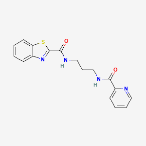 molecular formula C17H16N4O2S B604129 N-{3-[(2-pyridinylcarbonyl)amino]propyl}-1,3-benzothiazole-2-carboxamide CAS No. 1119447-66-3