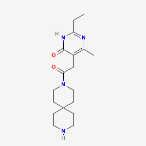 molecular formula C18H28N4O2 B6041304 5-[2-(3,9-diazaspiro[5.5]undec-3-yl)-2-oxoethyl]-2-ethyl-6-methyl-4(3H)-pyrimidinone hydrochloride 