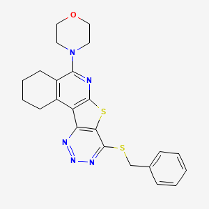 8-(benzylthio)-5-(4-morpholinyl)-1,2,3,4-tetrahydro[1,2,3]triazino[4',5':4,5]thieno[2,3-c]isoquinoline