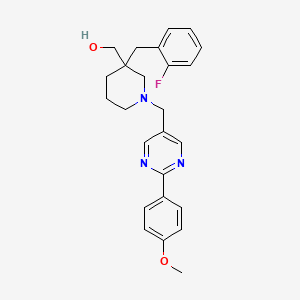 molecular formula C25H28FN3O2 B6041330 (3-(2-fluorobenzyl)-1-{[2-(4-methoxyphenyl)-5-pyrimidinyl]methyl}-3-piperidinyl)methanol 