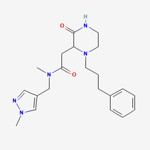 molecular formula C21H29N5O2 B6041339 N-methyl-N-[(1-methyl-1H-pyrazol-4-yl)methyl]-2-[3-oxo-1-(3-phenylpropyl)-2-piperazinyl]acetamide 