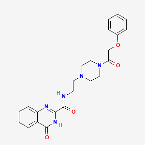 molecular formula C23H25N5O4 B604135 4-oxo-N-{2-[4-(phenoxyacetyl)-1-piperazinyl]ethyl}-3,4-dihydro-2-quinazolinecarboxamide CAS No. 1246074-43-0