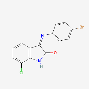 molecular formula C14H8BrClN2O B6041359 3-[(4-bromophenyl)imino]-7-chloro-1,3-dihydro-2H-indol-2-one 