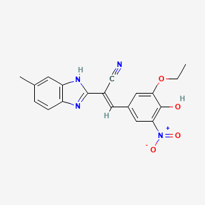 molecular formula C19H16N4O4 B6041363 3-(3-ethoxy-4-hydroxy-5-nitrophenyl)-2-(6-methyl-1H-benzimidazol-2-yl)acrylonitrile 