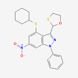 4-(cyclohexylthio)-6-nitro-3-(1,3-oxathiolan-2-yl)-1-phenyl-1H-indazole