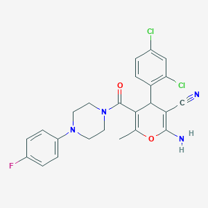 molecular formula C24H21Cl2FN4O2 B6041413 2-amino-4-(2,4-dichlorophenyl)-5-{[4-(4-fluorophenyl)-1-piperazinyl]carbonyl}-6-methyl-4H-pyran-3-carbonitrile 