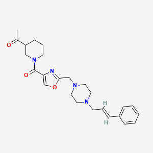 molecular formula C25H32N4O3 B6041445 1-(1-{[2-({4-[(2E)-3-phenyl-2-propen-1-yl]-1-piperazinyl}methyl)-1,3-oxazol-4-yl]carbonyl}-3-piperidinyl)ethanone 
