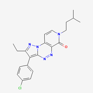 molecular formula C21H22ClN5O B6041450 3-(4-chlorophenyl)-2-ethyl-7-(3-methylbutyl)pyrazolo[5,1-c]pyrido[4,3-e][1,2,4]triazin-6(7H)-one 