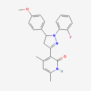 3-[1-(2-fluorophenyl)-5-(4-methoxyphenyl)-4,5-dihydro-1H-pyrazol-3-yl]-4,6-dimethylpyridin-2(1H)-one
