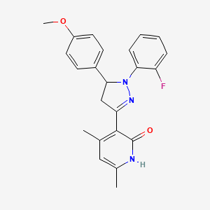 molecular formula C23H22FN3O2 B6041460 3-[1-(2-fluorophenyl)-5-(4-methoxyphenyl)-4,5-dihydro-1H-pyrazol-3-yl]-4,6-dimethylpyridin-2(1H)-one 