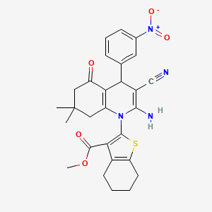 molecular formula C28H28N4O5S B6041483 methyl 2-[2-amino-3-cyano-7,7-dimethyl-4-(3-nitrophenyl)-5-oxo-5,6,7,8-tetrahydroquinolin-1(4H)-yl]-4,5,6,7-tetrahydro-1-benzothiophene-3-carboxylate 