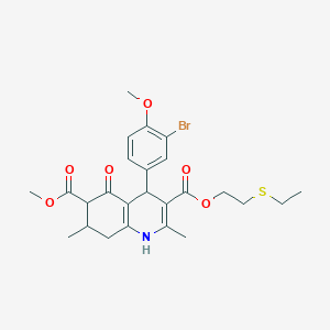 3-[2-(ethylthio)ethyl] 6-methyl 4-(3-bromo-4-methoxyphenyl)-2,7-dimethyl-5-oxo-1,4,5,6,7,8-hexahydro-3,6-quinolinedicarboxylate