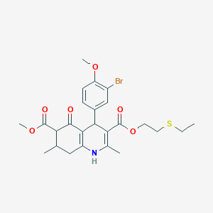 molecular formula C25H30BrNO6S B6041489 3-[2-(ethylthio)ethyl] 6-methyl 4-(3-bromo-4-methoxyphenyl)-2,7-dimethyl-5-oxo-1,4,5,6,7,8-hexahydro-3,6-quinolinedicarboxylate 