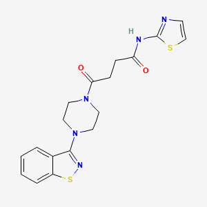 molecular formula C18H19N5O2S2 B6041497 4-[4-(1,2-benzisothiazol-3-yl)-1-piperazinyl]-4-oxo-N-1,3-thiazol-2-ylbutanamide 