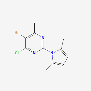 molecular formula C11H11BrClN3 B604151 5-bromo-4-chloro-2-(2,5-dimethyl-1H-pyrrol-1-yl)-6-methylpyrimidine CAS No. 1013099-50-7